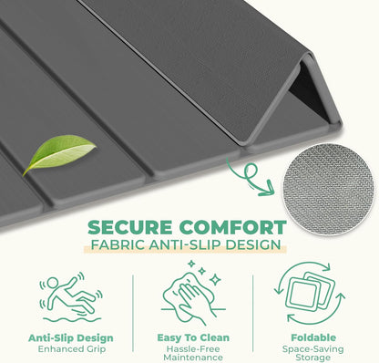 Stone Bath Mat - Non-Slip Foldable Diatomite Bath Mat 23.6 X 15.3”, Super Absorbent & Quick Drying Bathroom Mat | Easy to Clean Shower Floor Mat, Dark Gray